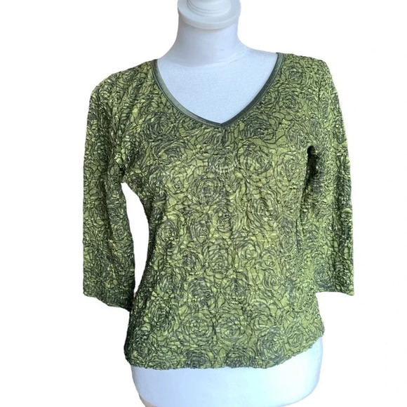INC International Concepts women's green floral blouse - Picture 1 of 3